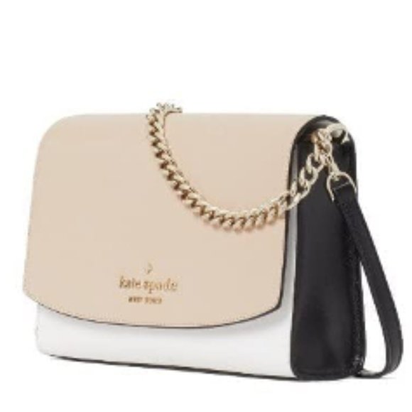 NWT Kate Spade Carson Leather Crossbody Satchel Shoulder Bag Tan White Black